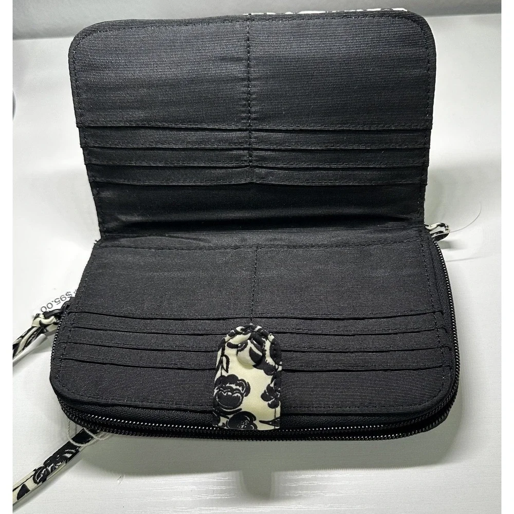 NWT Vera Bradley Large Tab Nylon Wallet Bubbly Flowers Black Pattern MSRP $95.00 - Picture 9 of 13